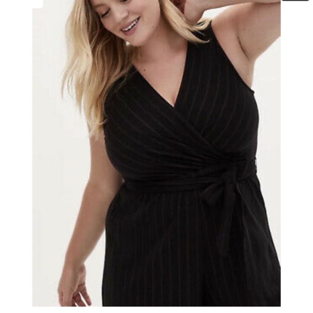 Torrid Black Stripe Ponte Jumpsuit